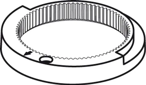 Stop Ring von Ideal Standard für eine kartuschenbasierte Anwendung, gefertigt mit einem gezahnten Innendurchmesser zur Befestigungstechnik.